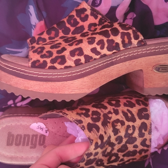 Bongo vintage cheetah open toe clogs - Picture 2 of 5